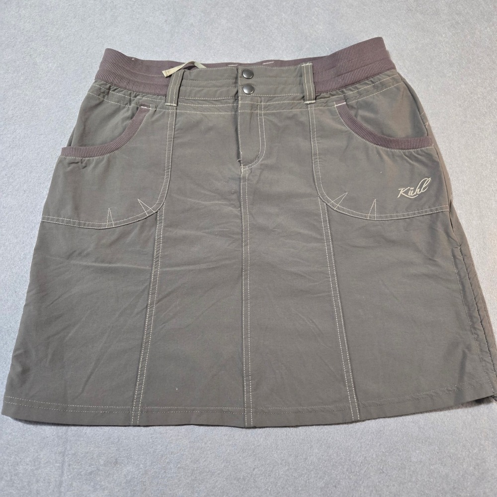 Kuhl Mova Skort Womens 6 Gray Green Hiking Outdoor Active Skirt with Liner